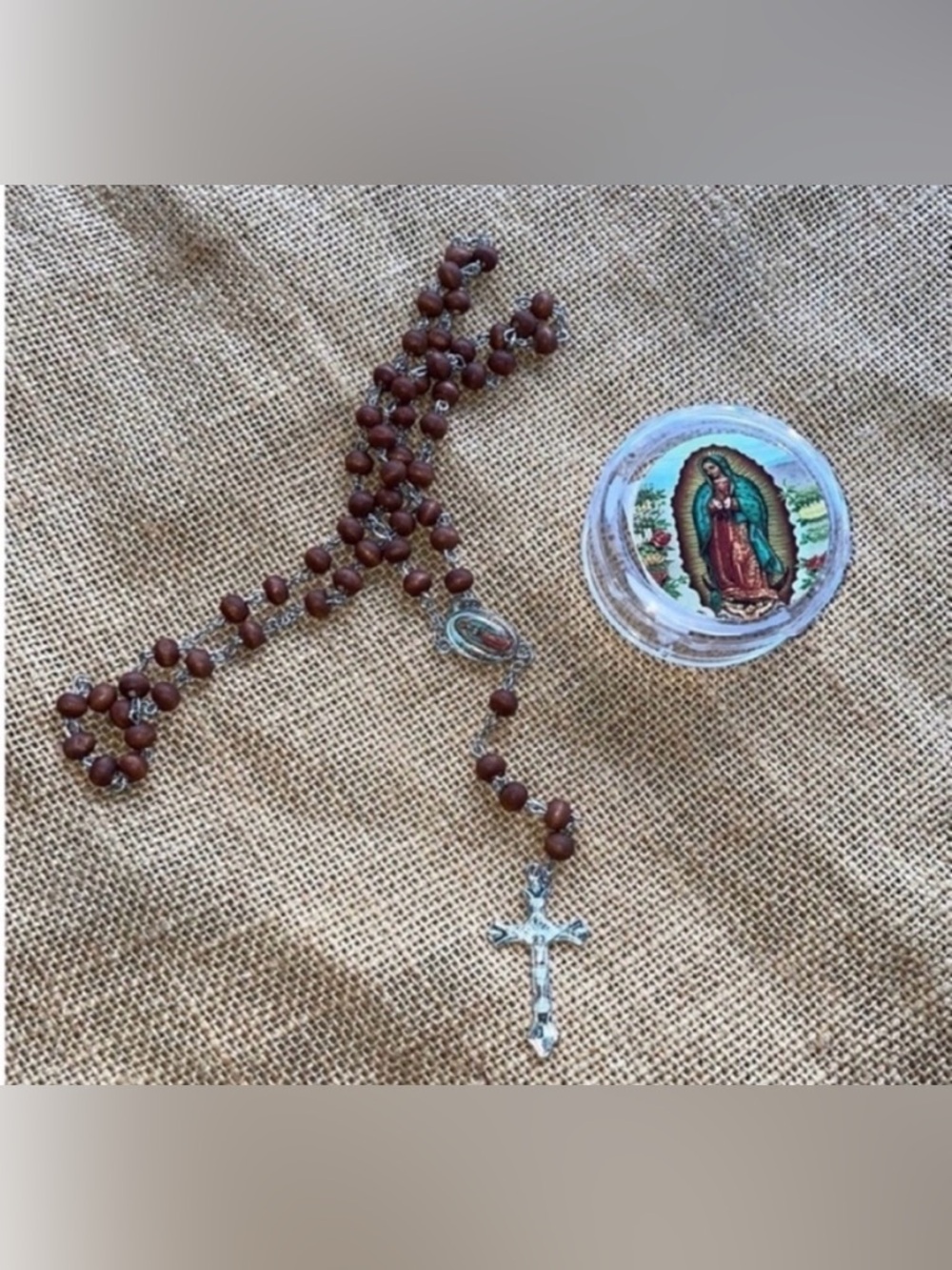 Virgin marry rosary wooden catholic necklace New